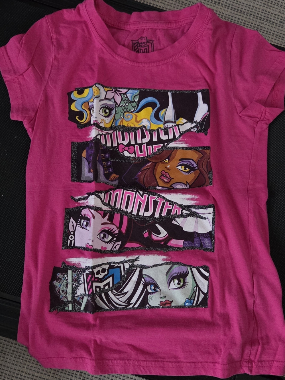 monster high Hot Pink Girls' Character Strip Graphic Tee